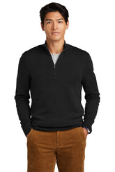Brooks Brothers® Washable Merino Birdseye 1/4-Zip Sweater - Deep Black - XS