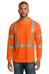 CornerStone® ANSI 107 Class 3 Long Sleeve Segmented Tape Hooded Tee - Safety Orange - M