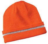 CornerStone® Enhanced Visibility Beanie with Reflective Stripe - Safety Orange/ Reflective - OSFA