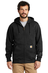 Carhartt® Rain Defender® Paxton Heavyweight Hooded Zip-Front Sweatshirt - Black - S