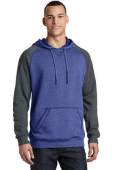 District® Lightweight Fleece Raglan Hoodie - Heathered Deep Royal/ Heathered Charcoal - XS