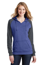 District ® Women’s Lightweight Fleece Raglan Hoodie - Heathered Deep Royal/ Heathered Charcoal - XS