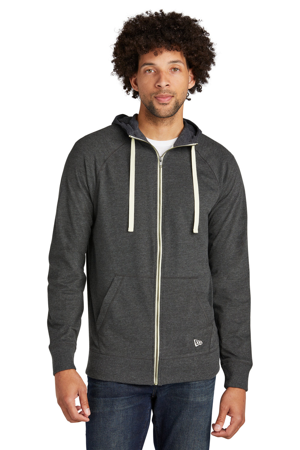 New Era ® Sueded Cotton Blend Full-Zip Hoodie - Black Heather - XS