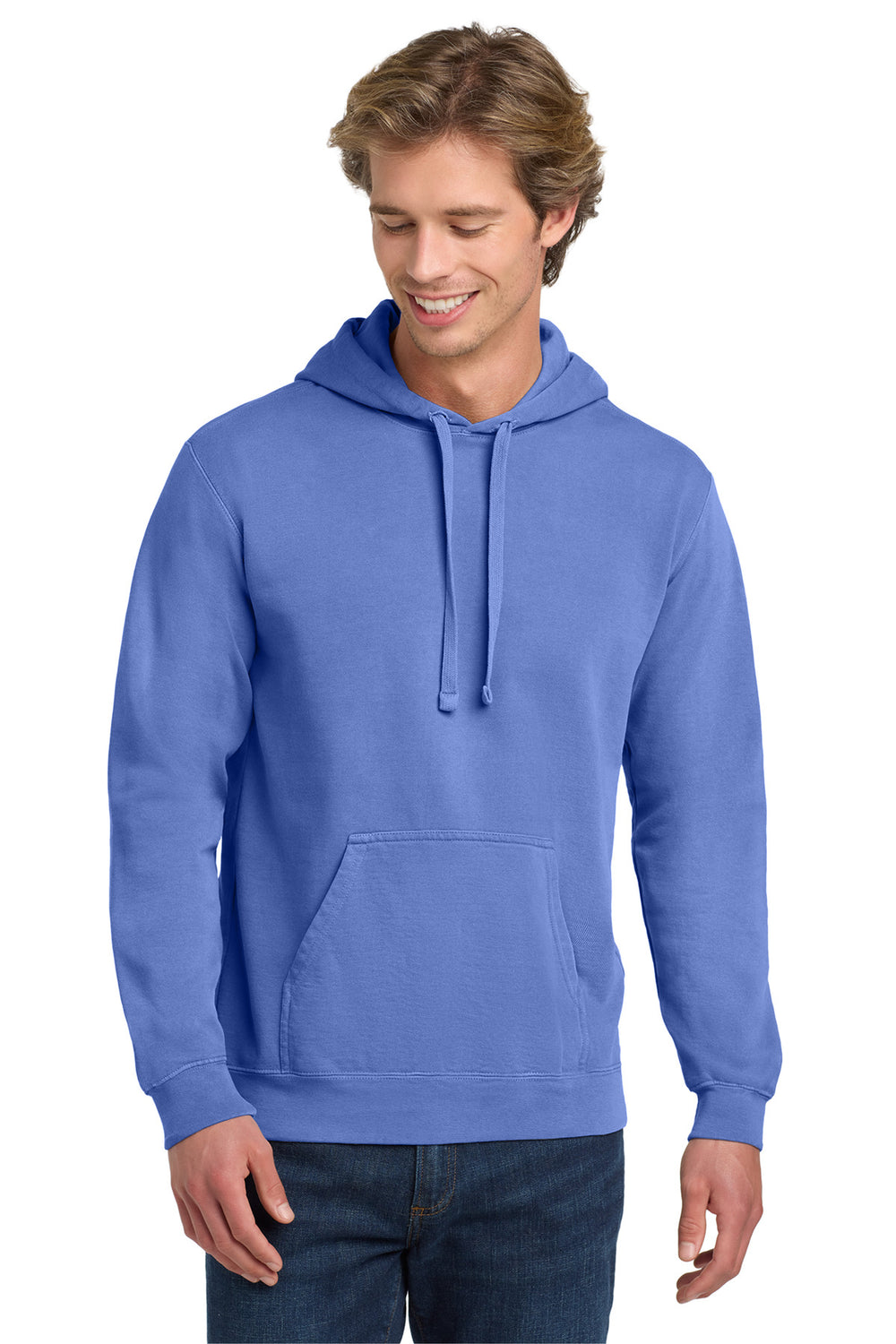 Comfort Colors® Ring Spun Hooded Sweatshirt - Flo Blue - S