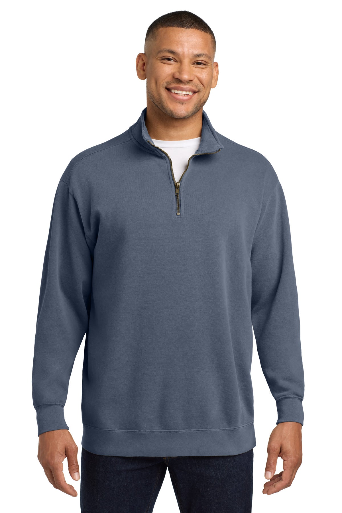 Comfort Colors® Ring Spun 1/4-Zip Sweatshirt - Blue Jean - S