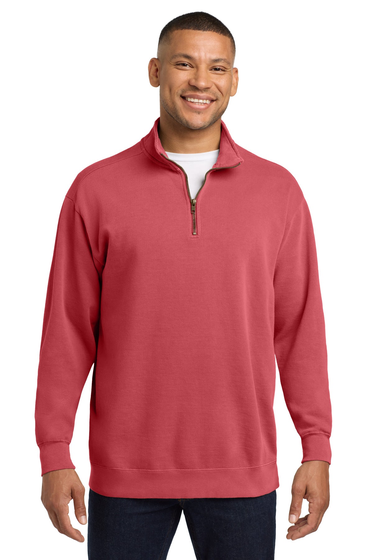 Comfort Colors® Ring Spun 1/4-Zip Sweatshirt - Crimson - S