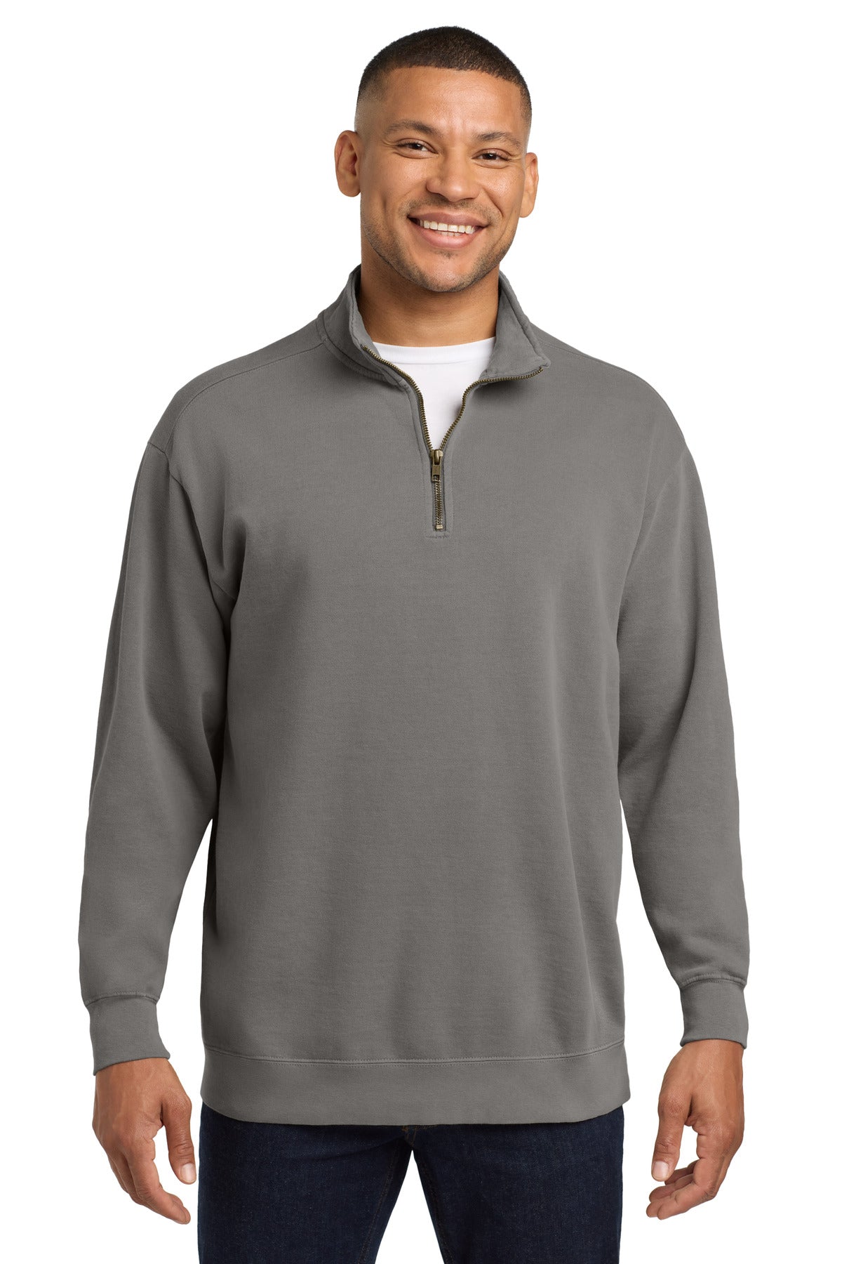 Comfort Colors® Ring Spun 1/4-Zip Sweatshirt - Grey - S