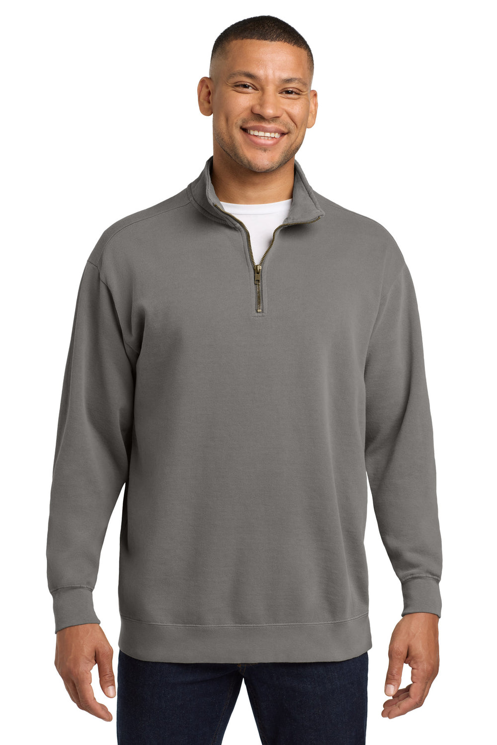 Comfort Colors® Ring Spun 1/4-Zip Sweatshirt - Grey - S