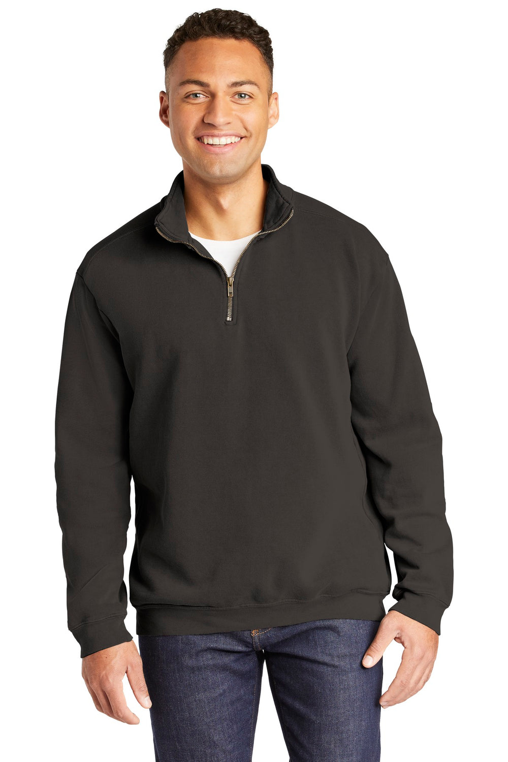 Comfort Colors® Ring Spun 1/4-Zip Sweatshirt - Pepper - S