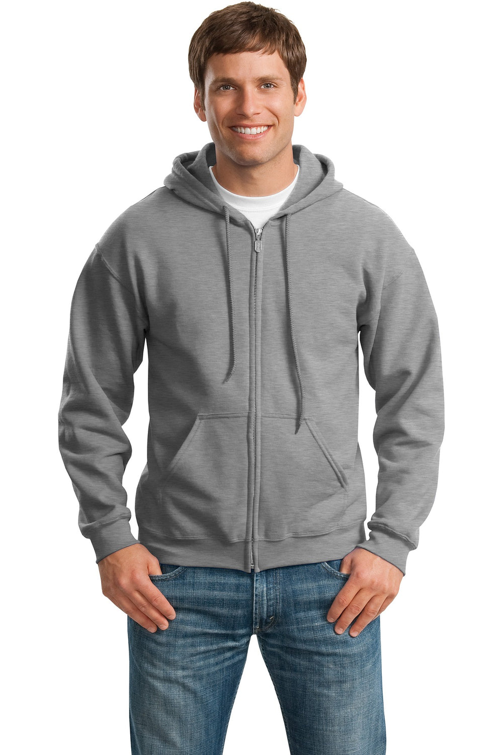 Gildan® Heavy Blend™ Full-Zip Hooded Sweatshirt - Sport Grey - S