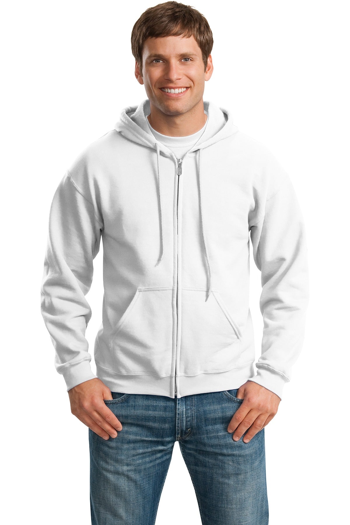 Gildan® Heavy Blend™ Full-Zip Hooded Sweatshirt - White - S