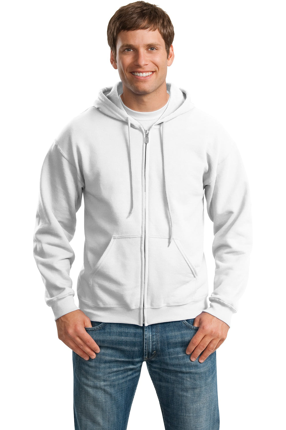Gildan® Heavy Blend™ Full-Zip Hooded Sweatshirt - White - S