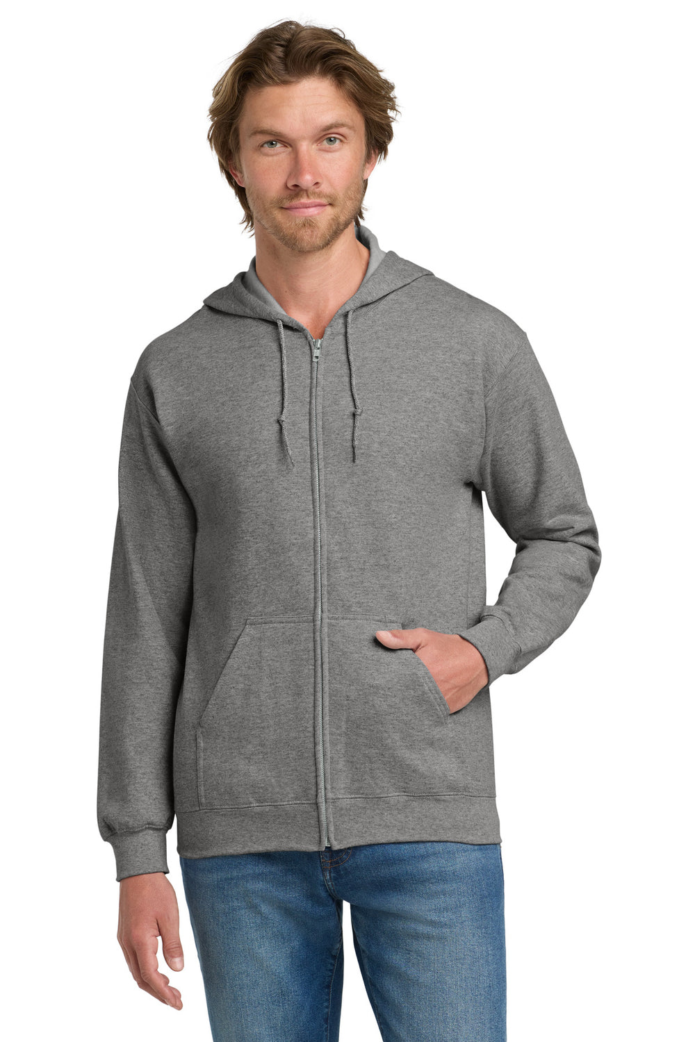 Gildan® Heavy Blend™ Full-Zip Hooded Sweatshirt - Graphite Heather - 2XL