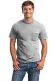Gildan® Ultra Cotton® 100% US Cotton T-Shirt with Pocket - Ash - S