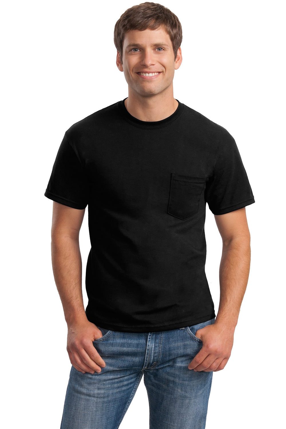 Gildan® Ultra Cotton® 100% US Cotton T-Shirt with Pocket - Black - S