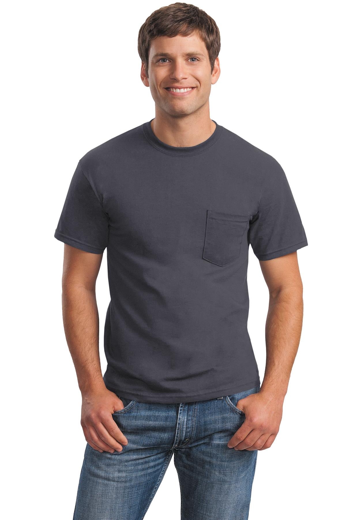 Gildan® Ultra Cotton® 100% US Cotton T-Shirt with Pocket - Charcoal - S