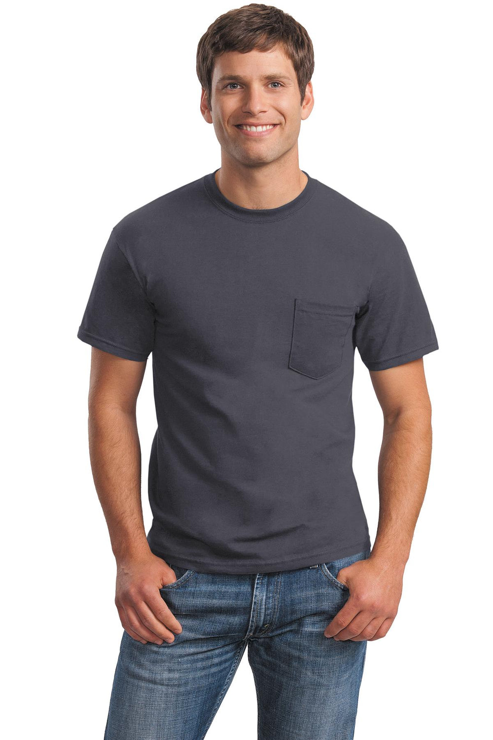 Gildan® Ultra Cotton® 100% US Cotton T-Shirt with Pocket - Charcoal - S