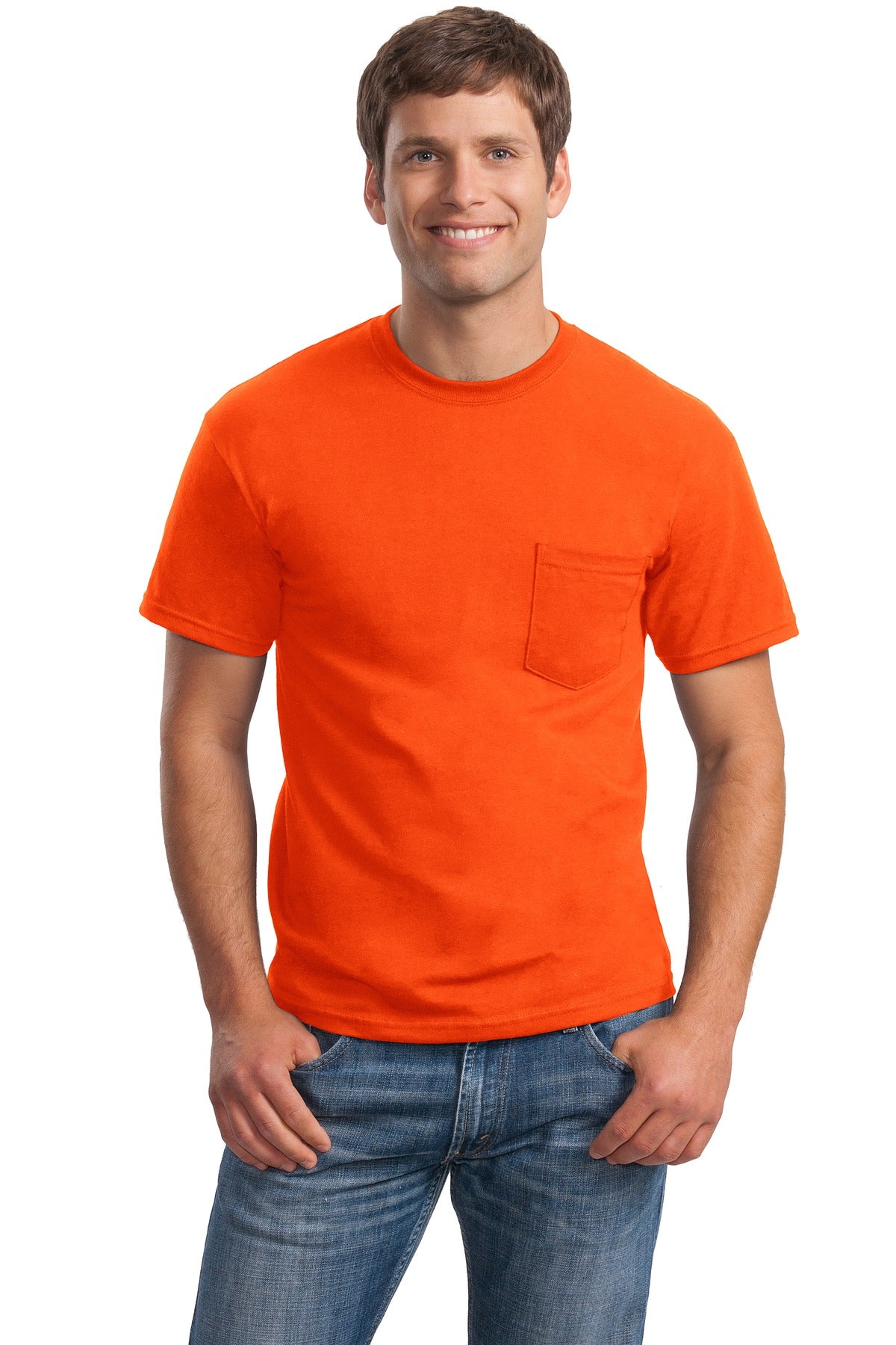 Gildan® Ultra Cotton® 100% US Cotton T-Shirt with Pocket - S. Orange - S