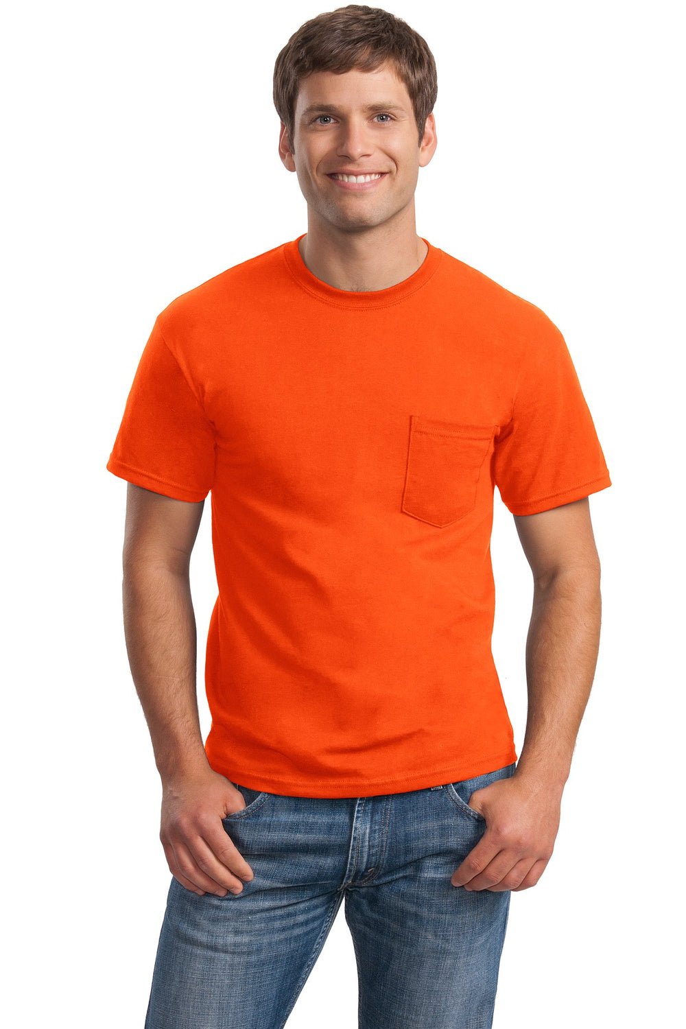 Gildan® Ultra Cotton® 100% US Cotton T-Shirt with Pocket - S. Orange - S