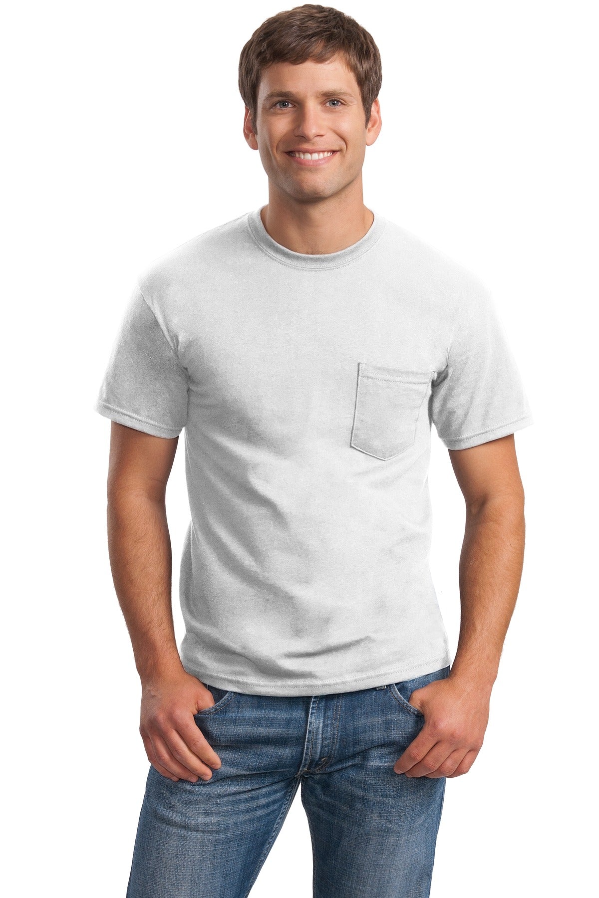 Gildan® Ultra Cotton® 100% US Cotton T-Shirt with Pocket - White - S