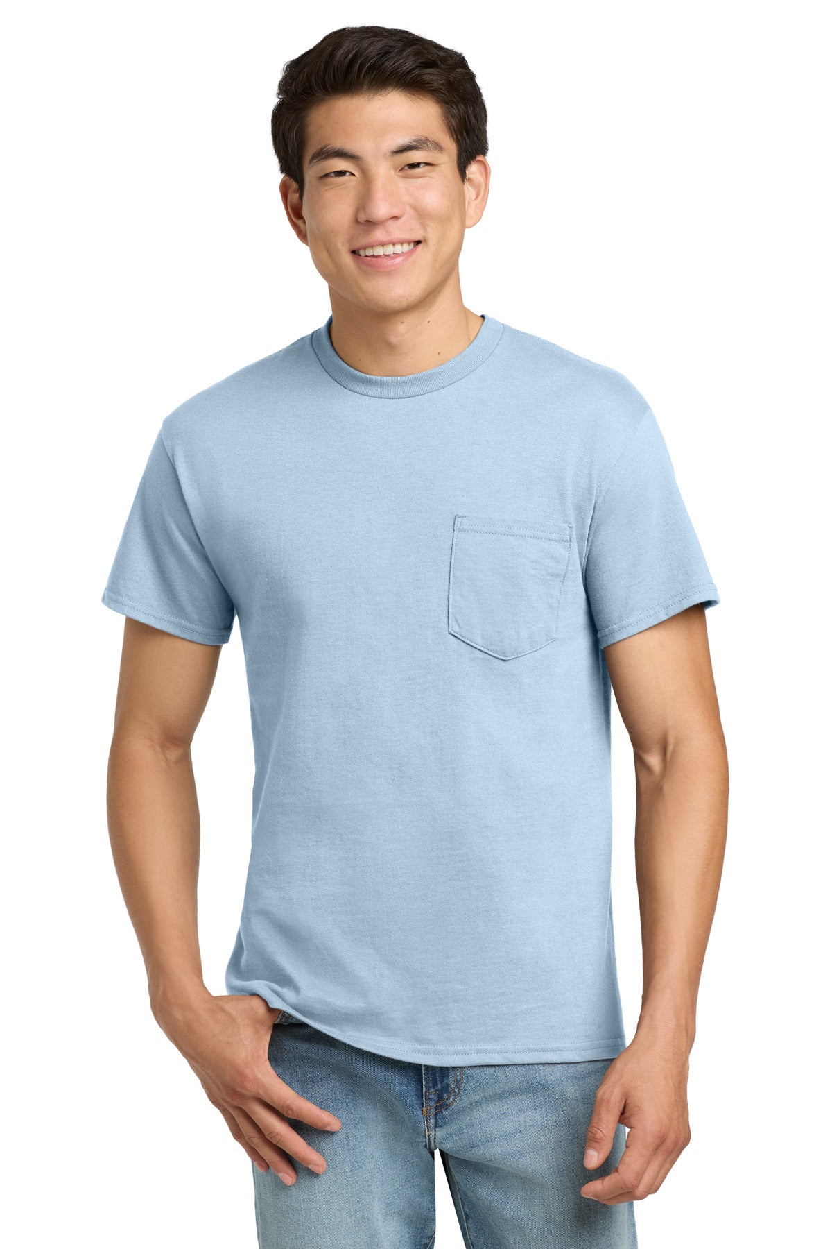 Gildan® Ultra Cotton® 100% US Cotton T-Shirt with Pocket - Light Blue - S