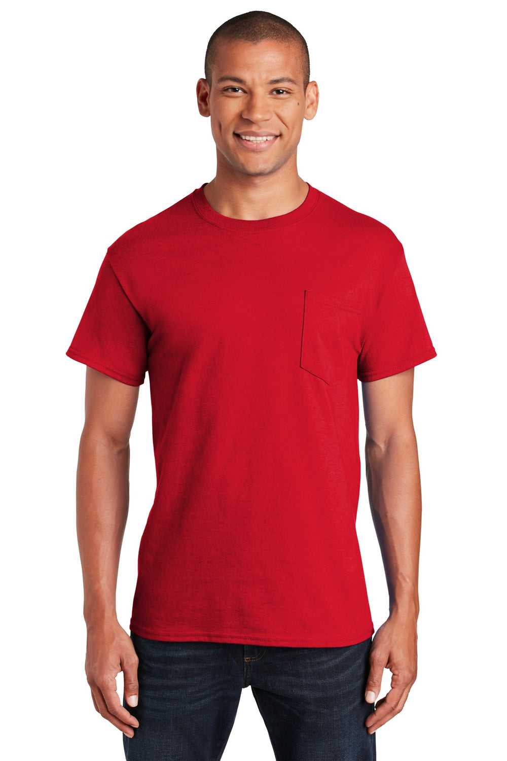 Gildan® Ultra Cotton® 100% US Cotton T-Shirt with Pocket - Red - S
