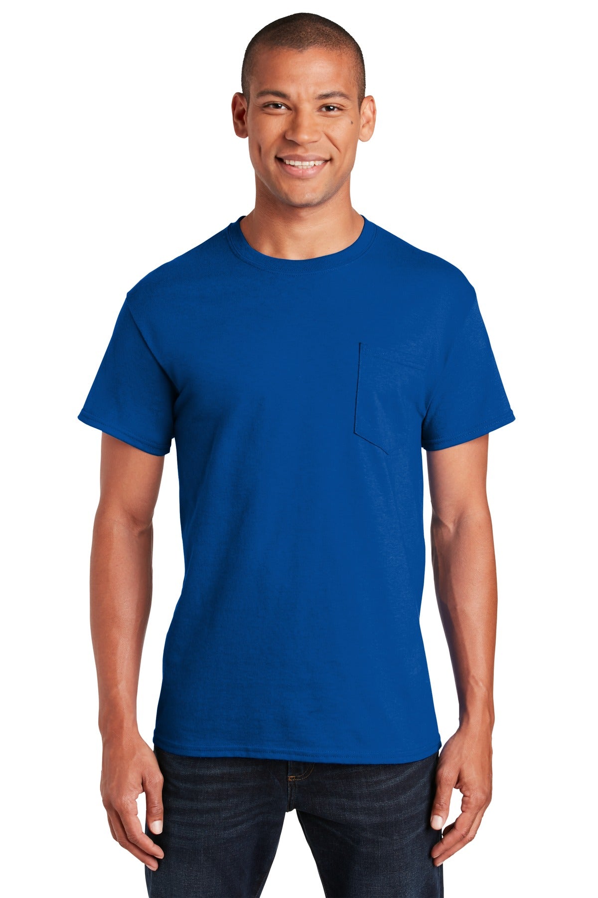 Gildan® Ultra Cotton® 100% US Cotton T-Shirt with Pocket - Royal - S