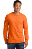 Gildan® Ultra Cotton® 100% US Cotton Long Sleeve T-Shirt with Pocket - S. Orange - S