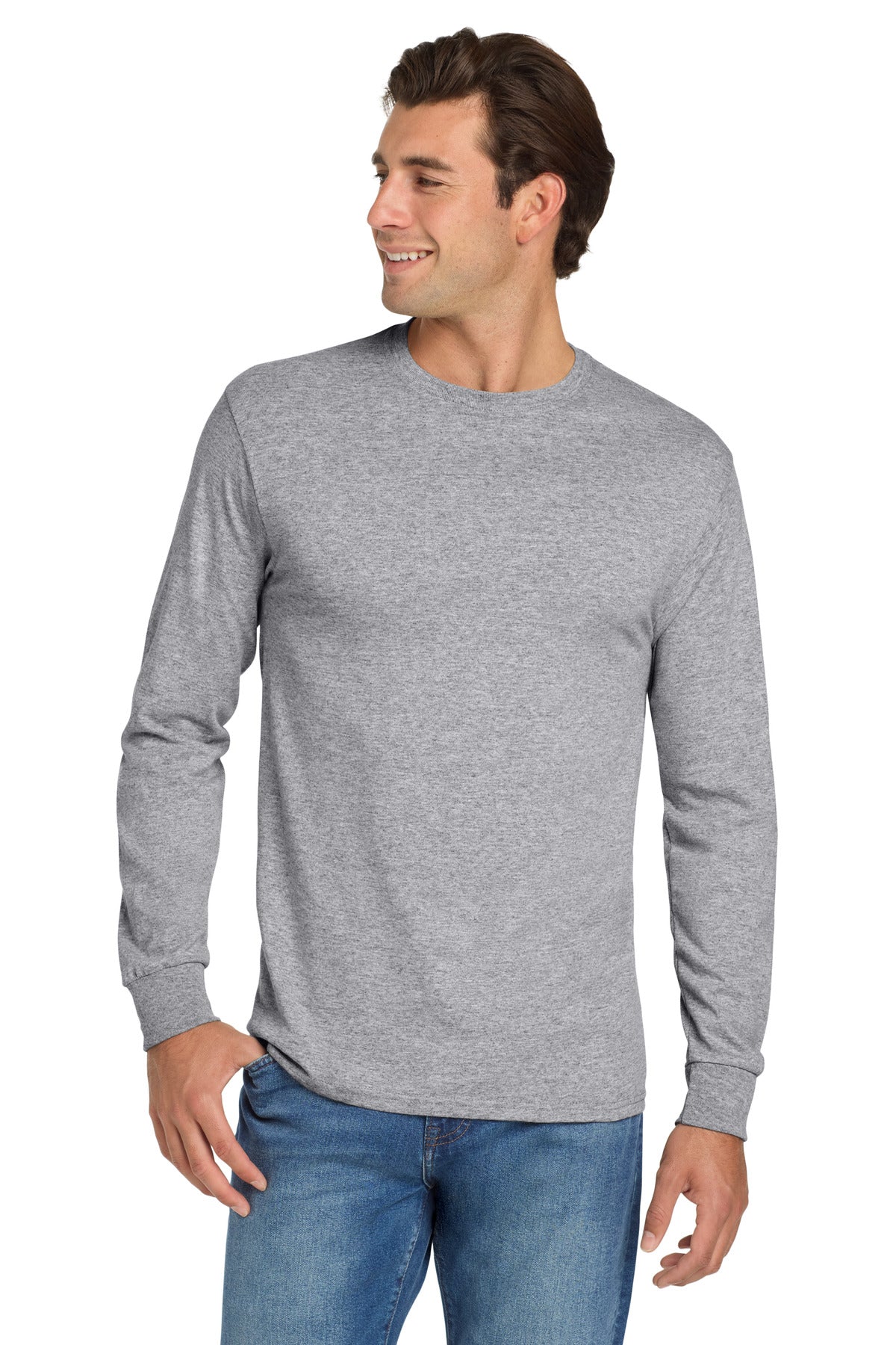 Jerzees® Dri-Power® 50/50 Cotton/Poly Long Sleeve T-Shirt - Athletic Heather - 2XL