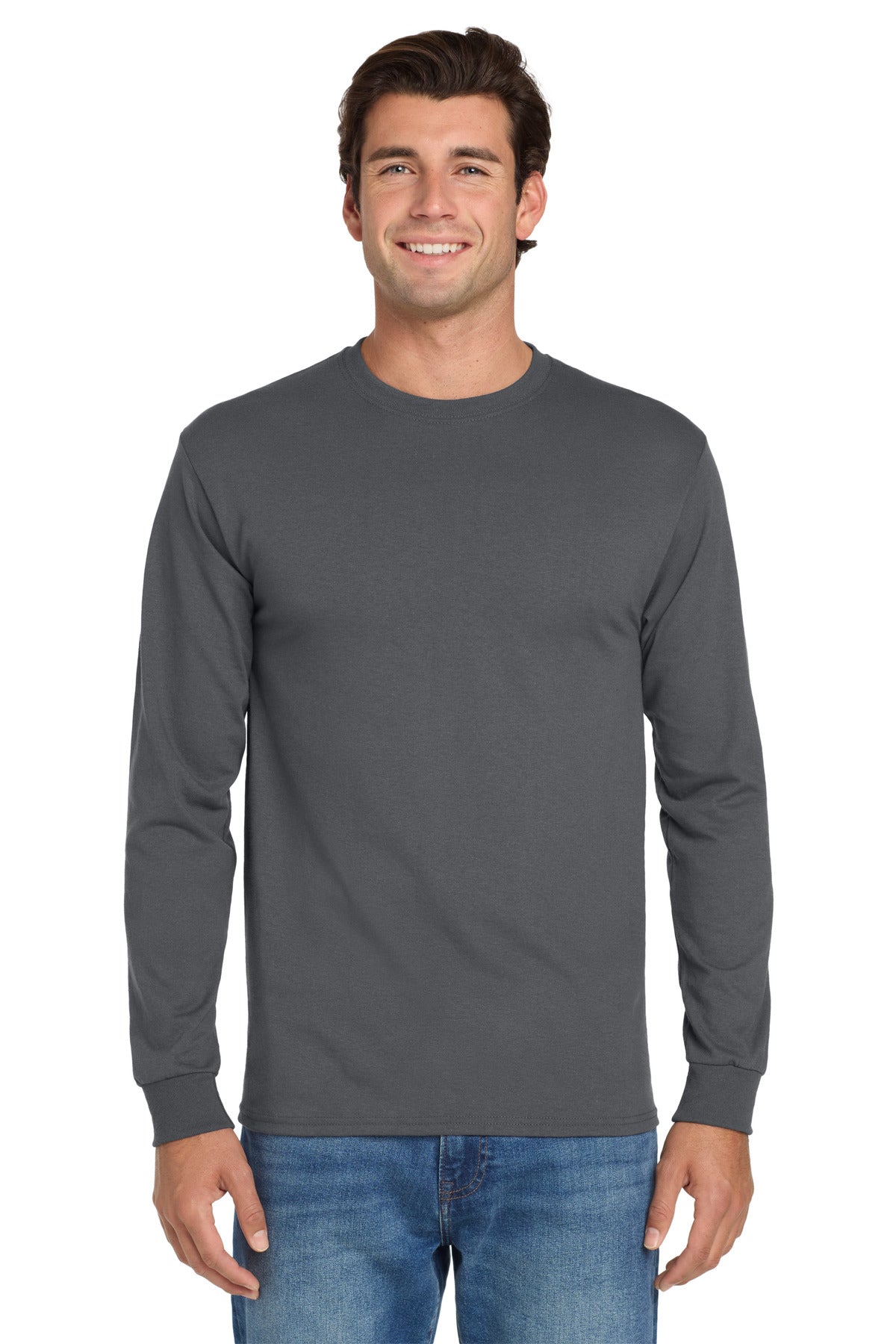 Jerzees® Dri-Power® 50/50 Cotton/Poly Long Sleeve T-Shirt - Charcoal Grey - S