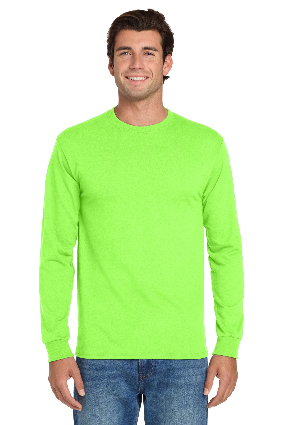 Jerzees® Dri-Power® 50/50 Cotton/Poly Long Sleeve T-Shirt - Neon Green - 2XL
