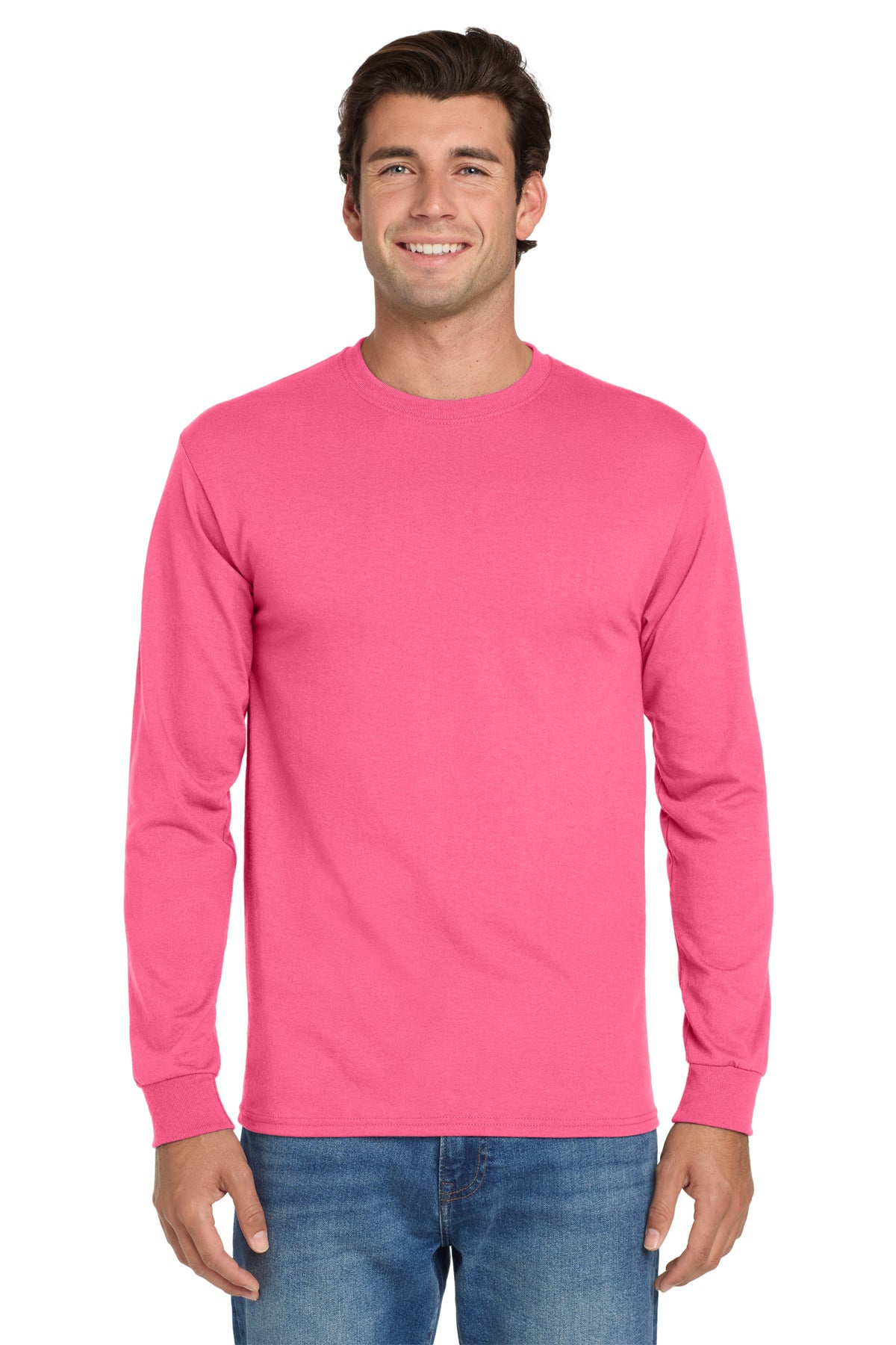 Jerzees® Dri-Power® 50/50 Cotton/Poly Long Sleeve T-Shirt - Neon Pink - 2XL