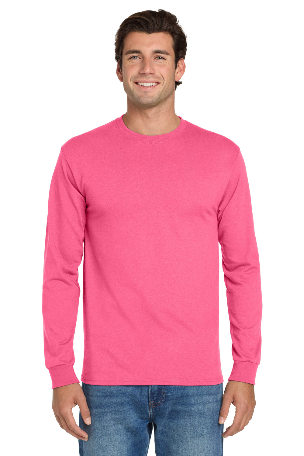 Jerzees® Dri-Power® 50/50 Cotton/Poly Long Sleeve T-Shirt - Neon Pink - 2XL