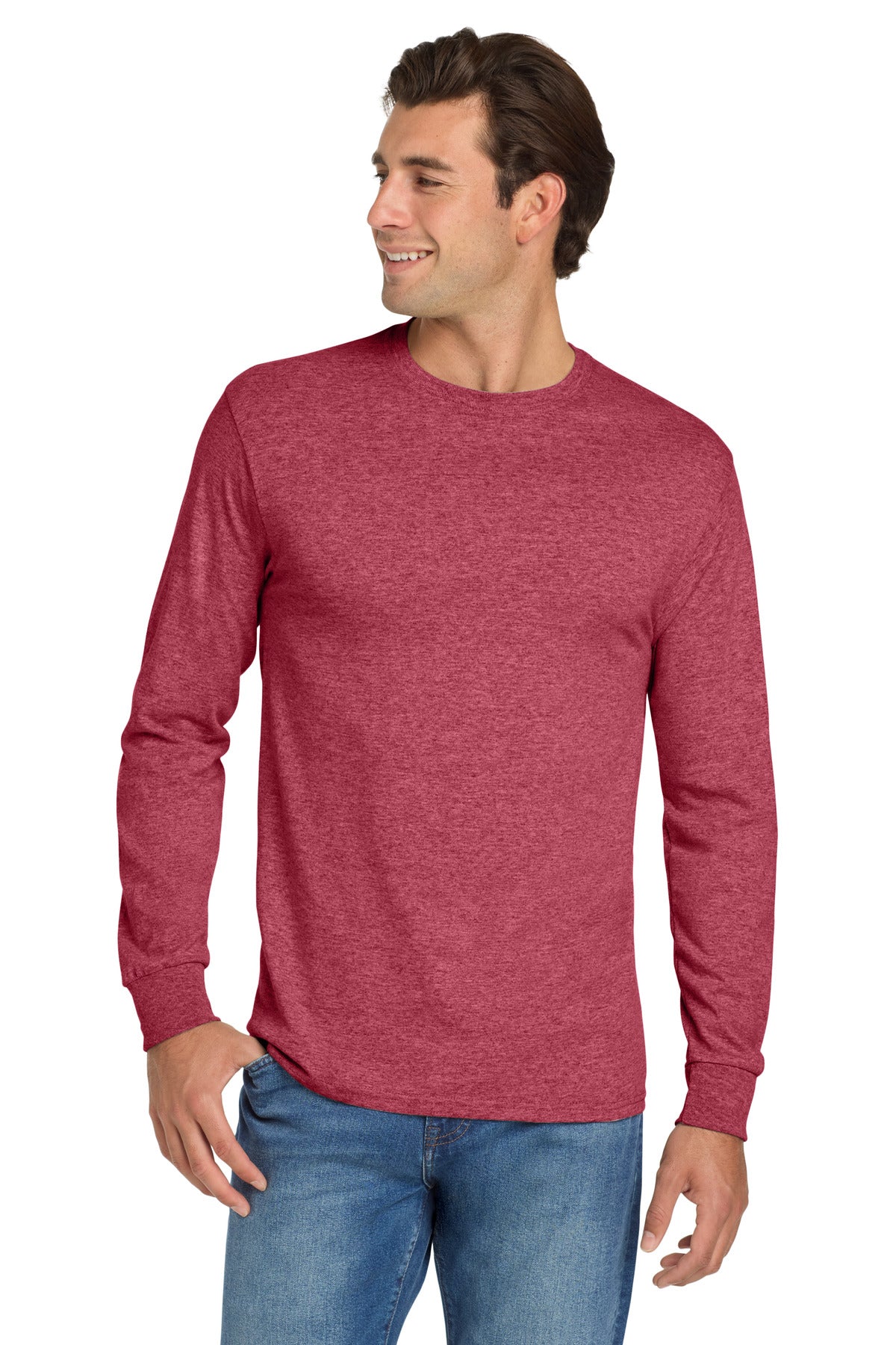 Jerzees® Dri-Power® 50/50 Cotton/Poly Long Sleeve T-Shirt - Vintage Heather Red - 2XL
