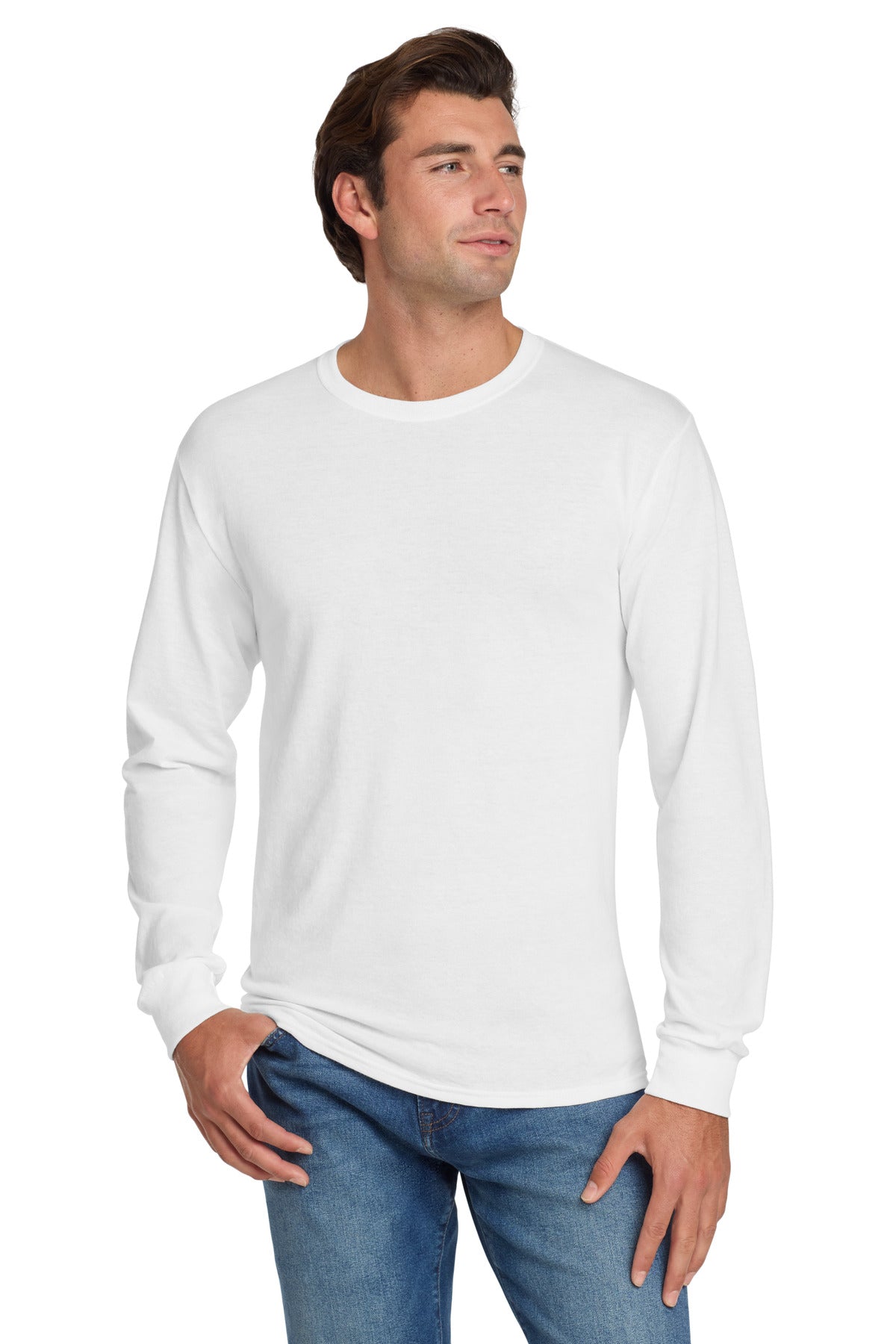 Jerzees® Dri-Power® 50/50 Cotton/Poly Long Sleeve T-Shirt - White - S