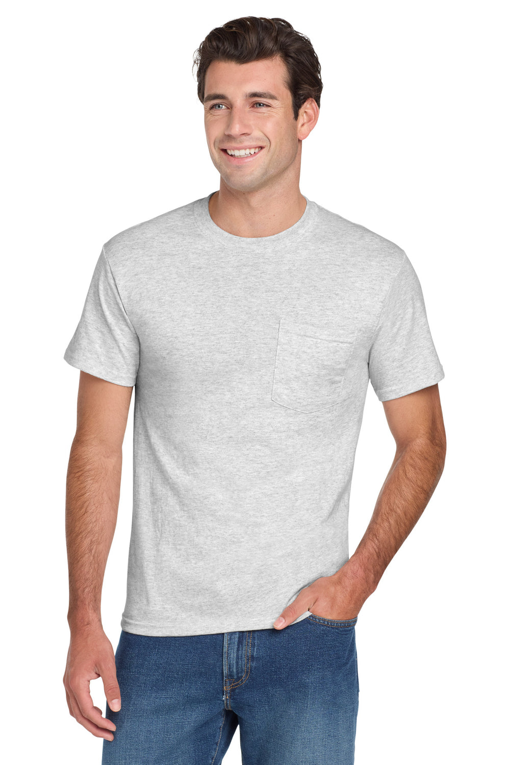 Jerzees® Dri-Power® 50/50 Cotton/Poly Pocket T-Shirt - Ash - S