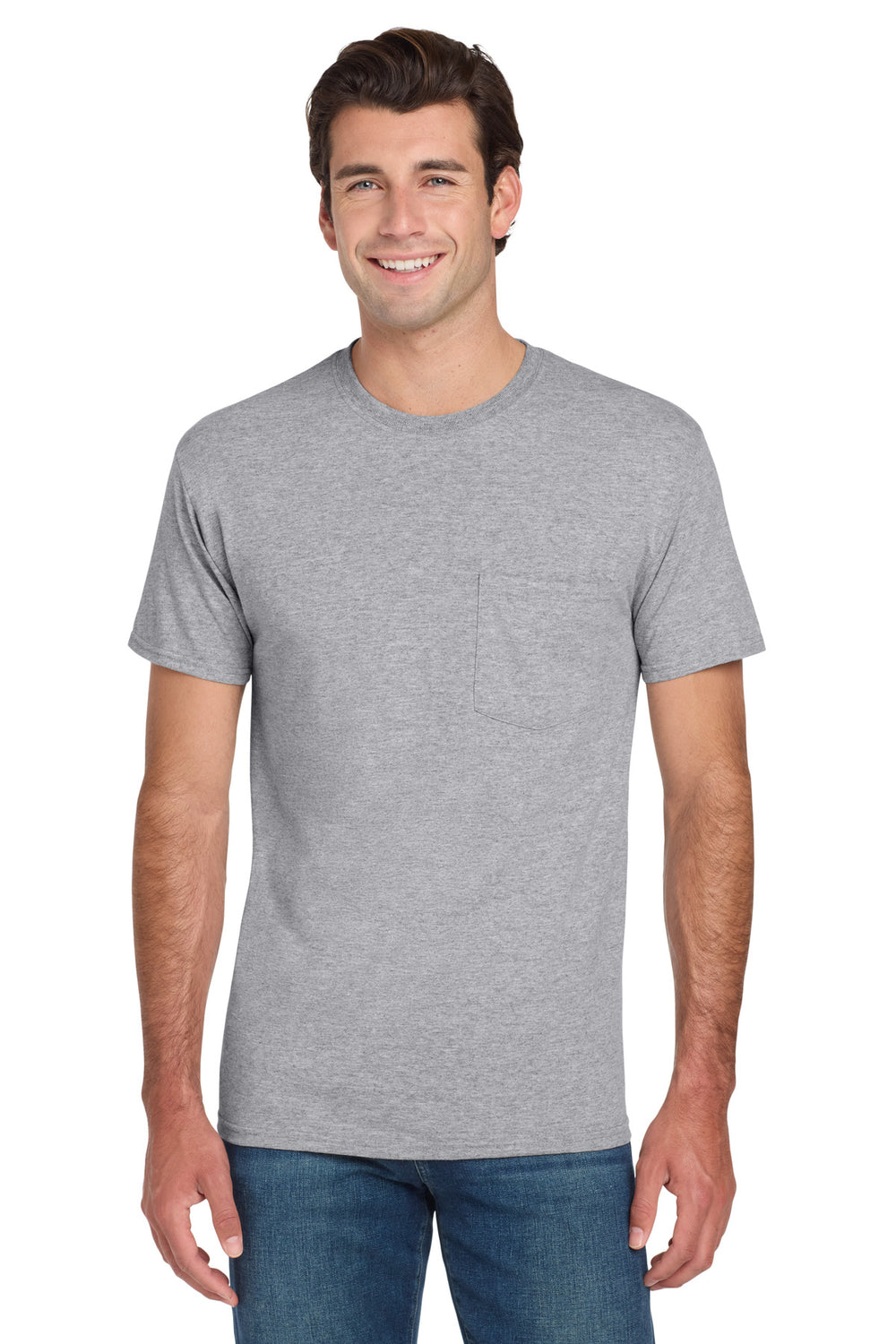 Jerzees® Dri-Power® 50/50 Cotton/Poly Pocket T-Shirt - Athletic Heather - 2XL