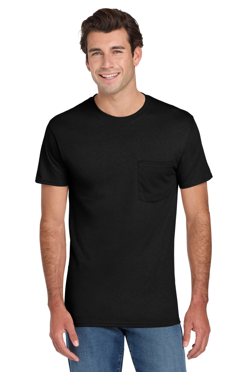 Jerzees® Dri-Power® 50/50 Cotton/Poly Pocket T-Shirt - Black - S