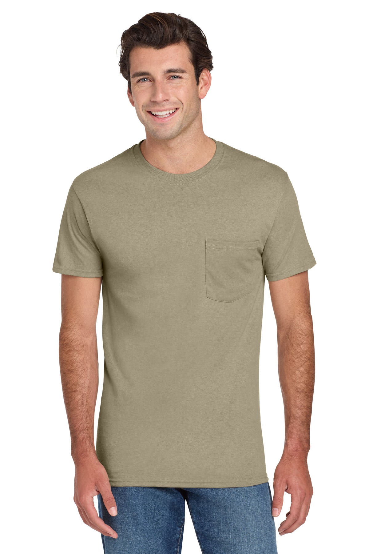 Jerzees® Dri-Power® 50/50 Cotton/Poly Pocket T-Shirt - Khaki - S