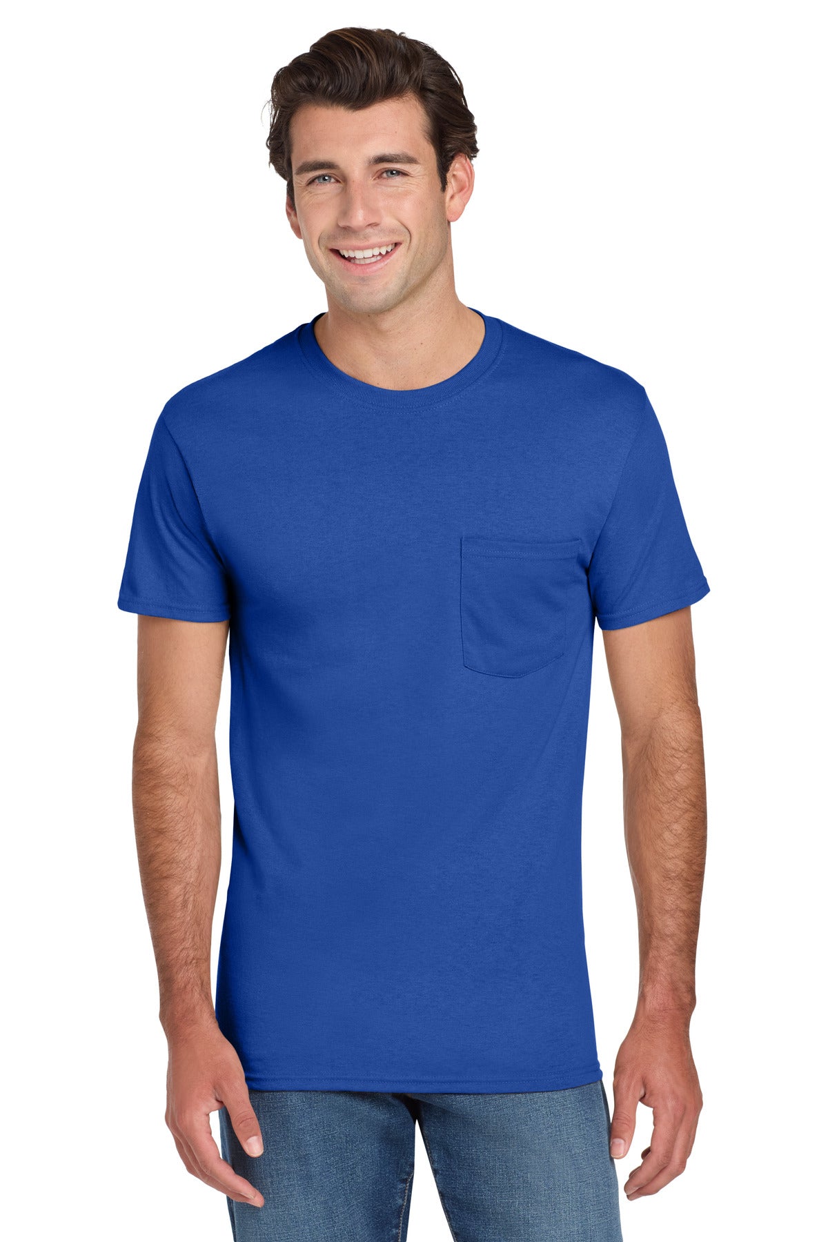 Jerzees® Dri-Power® 50/50 Cotton/Poly Pocket T-Shirt - Royal - S