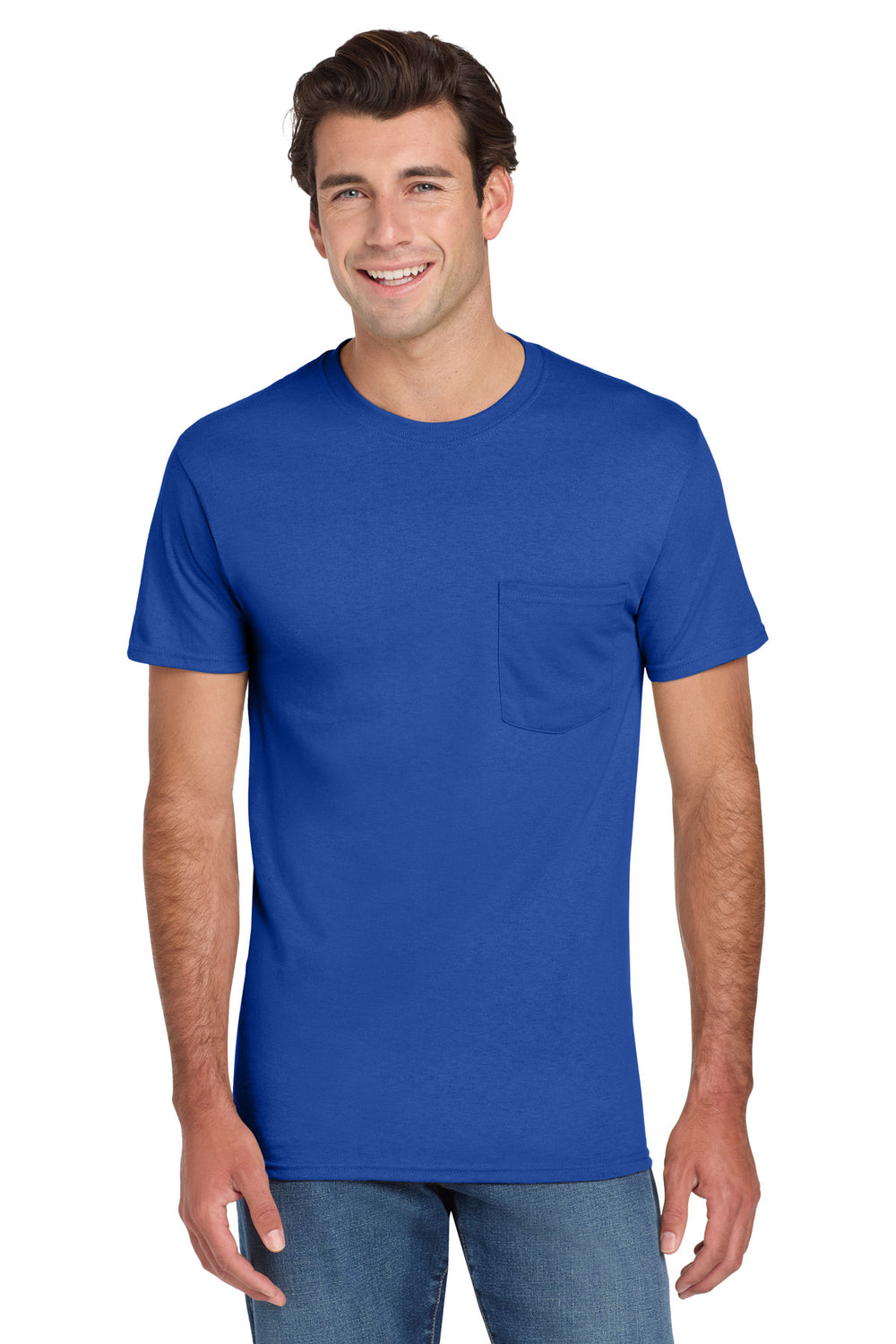 Jerzees® Dri-Power® 50/50 Cotton/Poly Pocket T-Shirt - Royal - S