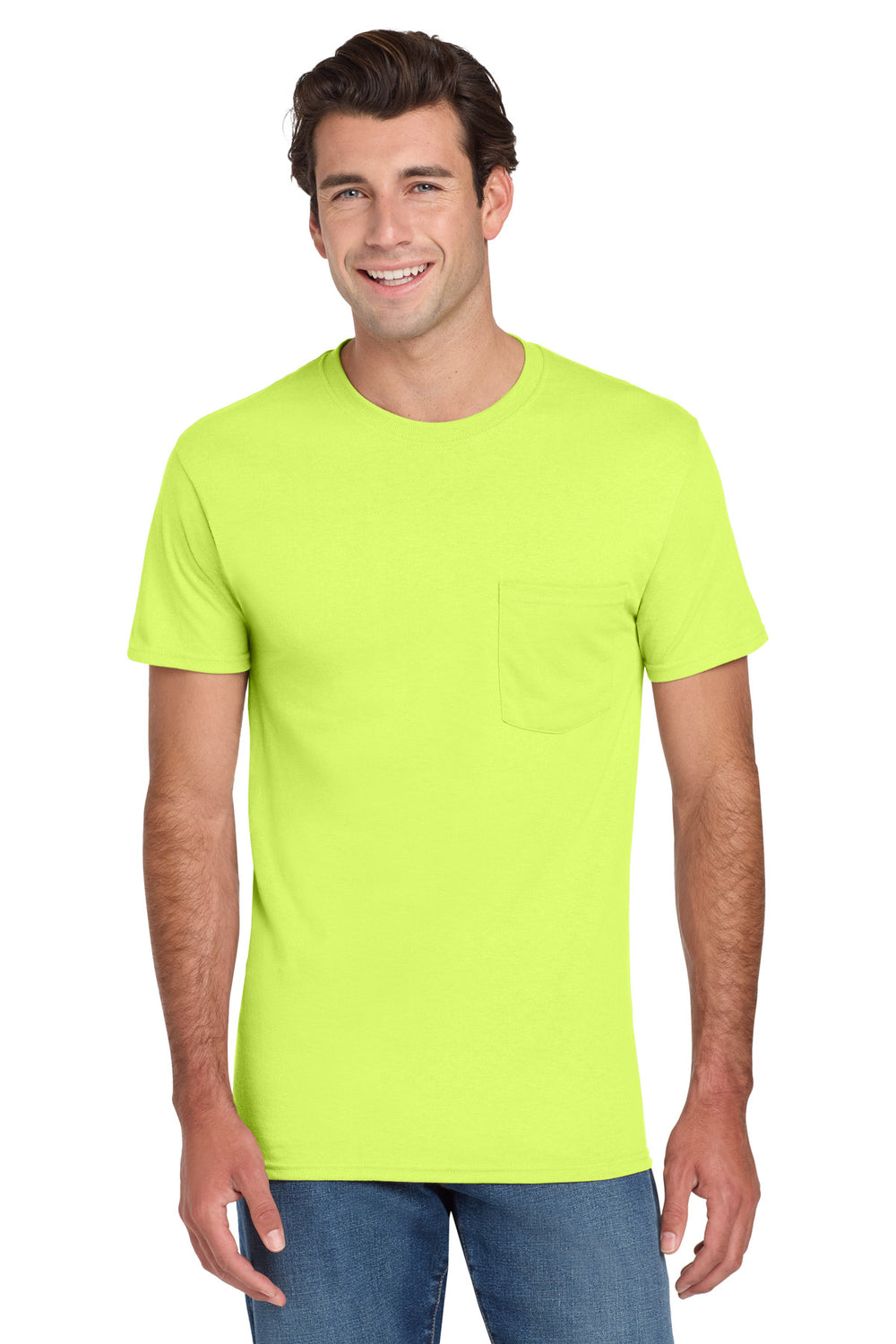 Jerzees® Dri-Power® 50/50 Cotton/Poly Pocket T-Shirt - Safety Green - S