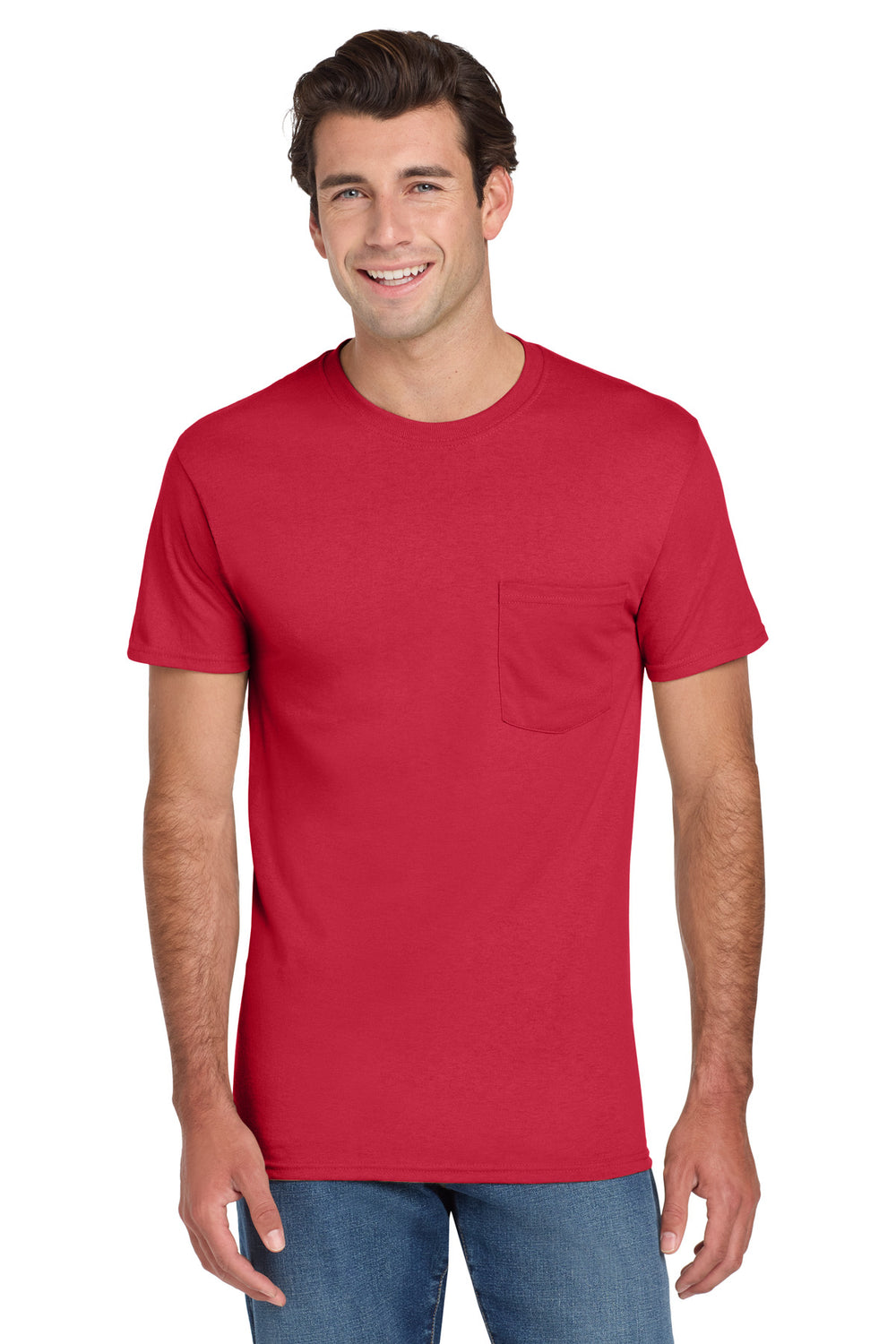 Jerzees® Dri-Power® 50/50 Cotton/Poly Pocket T-Shirt - True Red - S