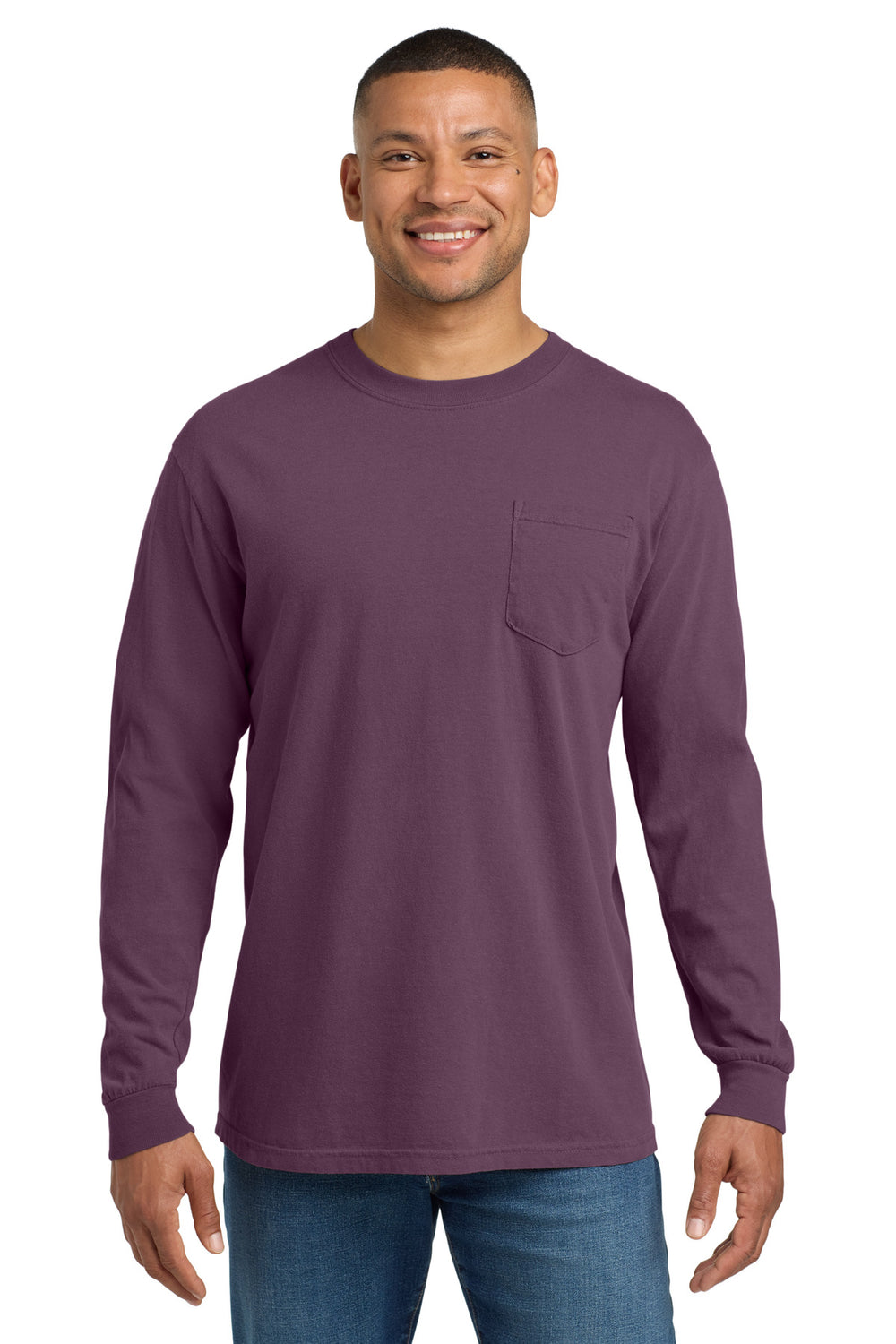 Comfort Colors® Heavyweight Ring Spun Long Sleeve Pocket Tee - Berry - 2XL