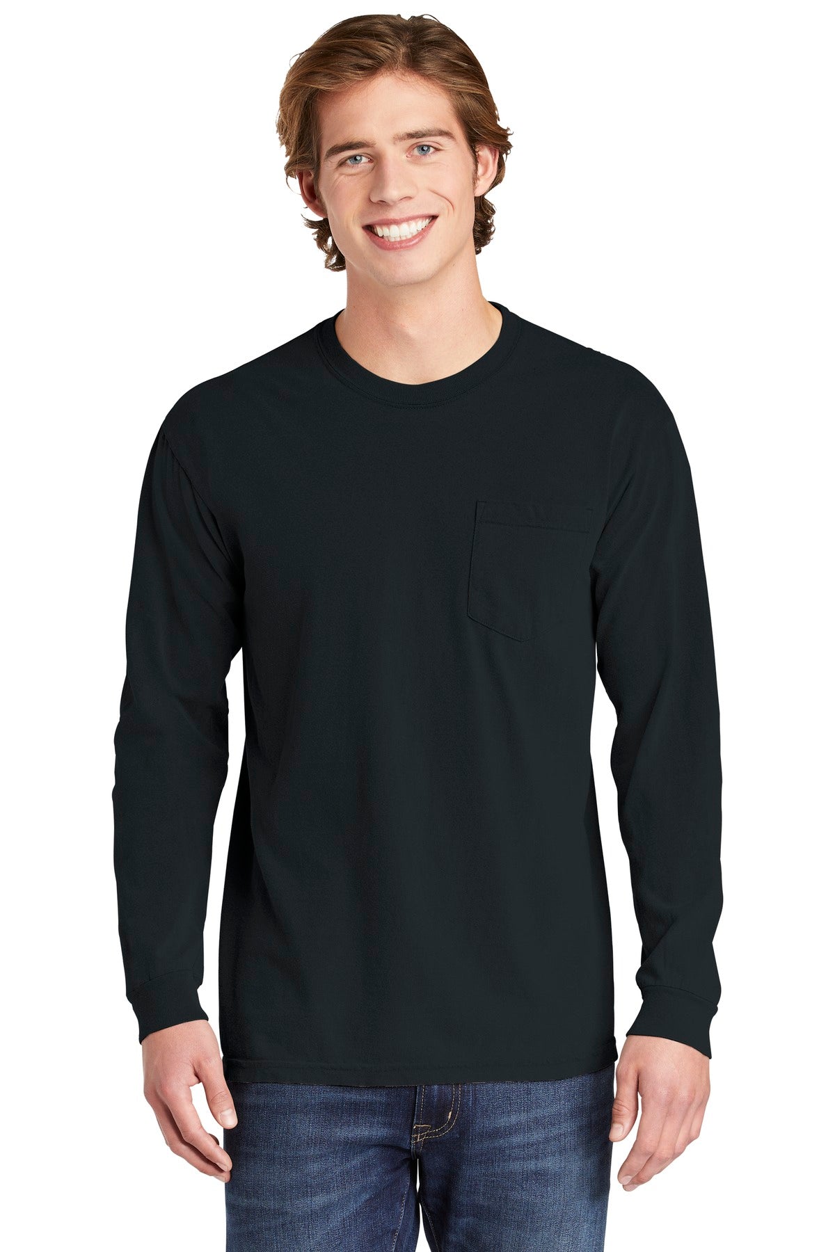 Comfort Colors® Heavyweight Ring Spun Long Sleeve Pocket Tee - Black - S