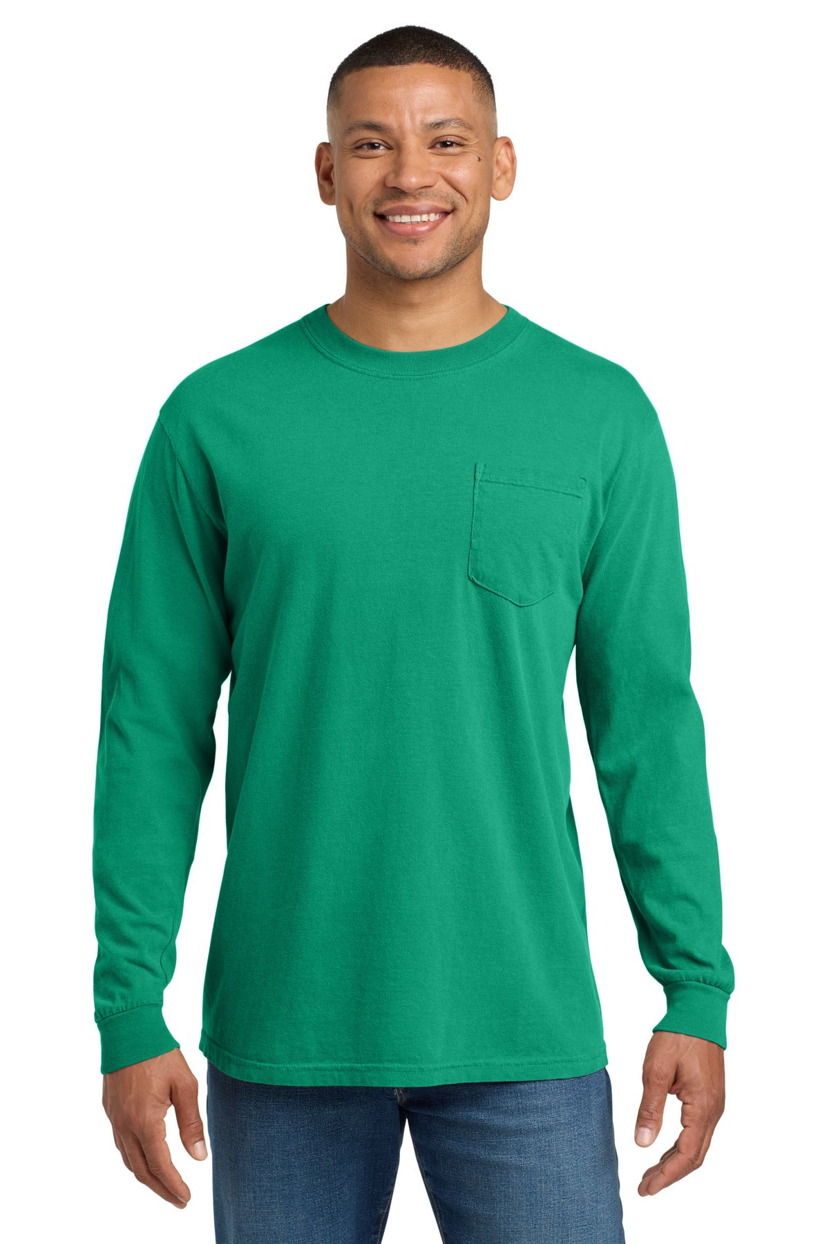 Comfort Colors® Heavyweight Ring Spun Long Sleeve Pocket Tee - Island Green - 2XL
