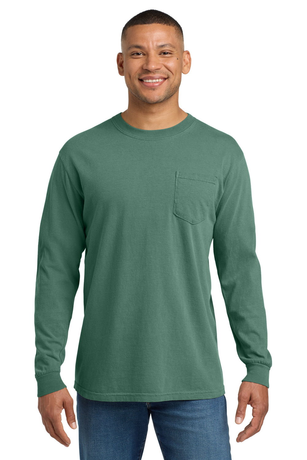 Comfort Colors® Heavyweight Ring Spun Long Sleeve Pocket Tee - Light Green - S