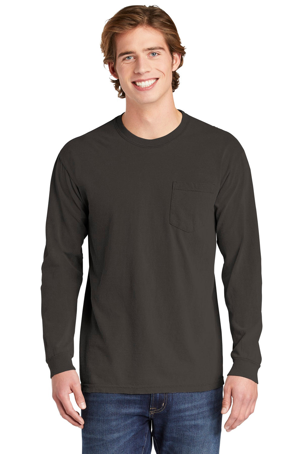 Comfort Colors® Heavyweight Ring Spun Long Sleeve Pocket Tee - Pepper - S