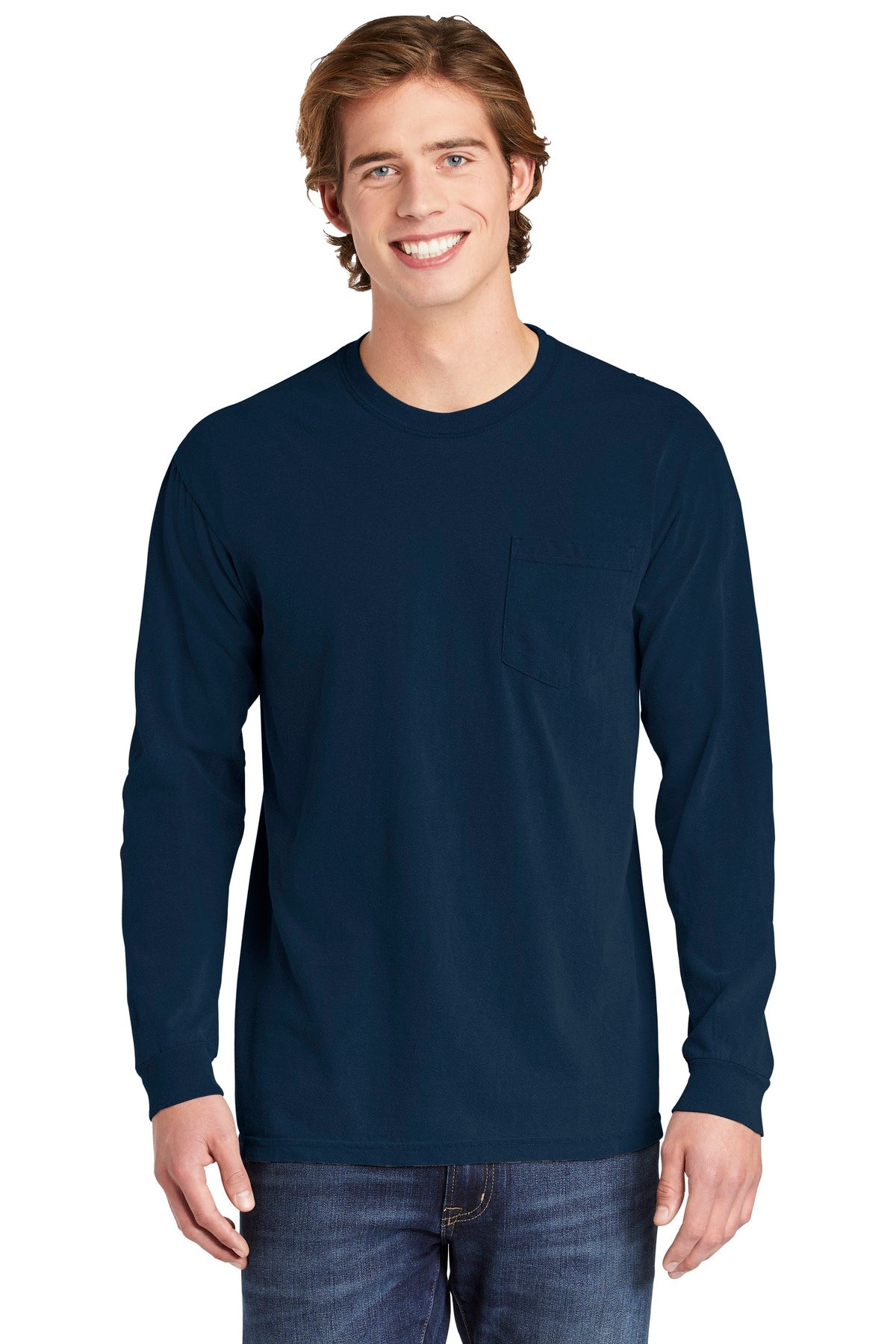 Comfort Colors® Heavyweight Ring Spun Long Sleeve Pocket Tee - True Navy - S