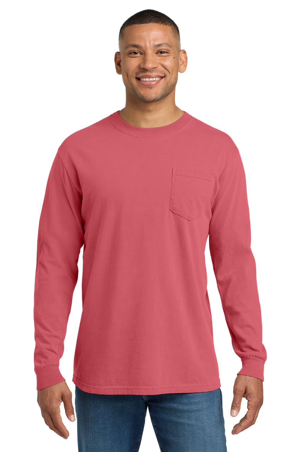 Comfort Colors® Heavyweight Ring Spun Long Sleeve Pocket Tee - Watermelon - 2XL